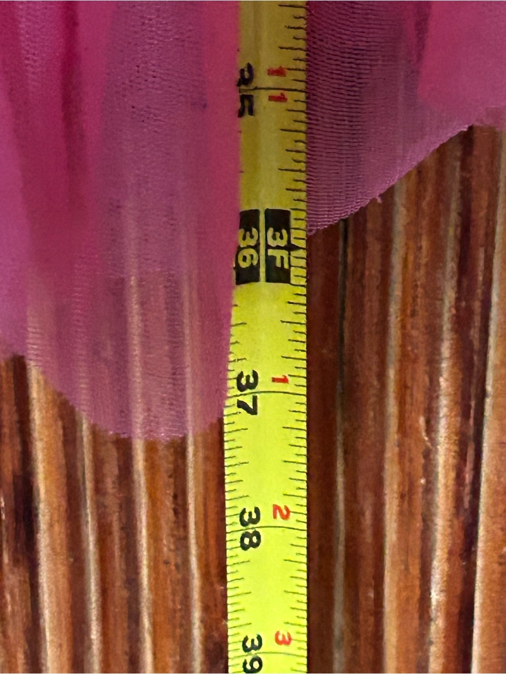 A-line skirt with ruffle tiers in burgundy and pink with elastic waist band. - Picture 7 of 12
